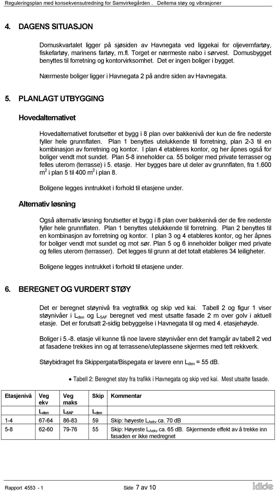 PLANLAGT UTBYGGING Hovedalternativet Hovedalternativet forutsetter et bygg i 8 plan over bakkenivå der kun de fire nederste fyller hele grunnflaten.