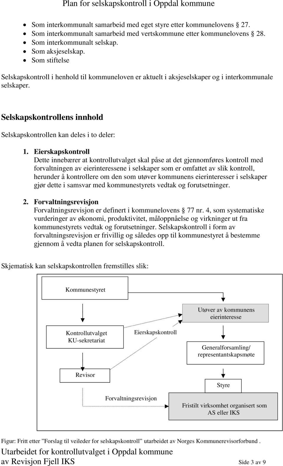 Eierskapskontroll Dette innebærer at kontrollutvalget skal påse at det gjennomføres kontroll med forvaltningen av eierinteressene i selskaper som er omfattet av slik kontroll, herunder å kontrollere