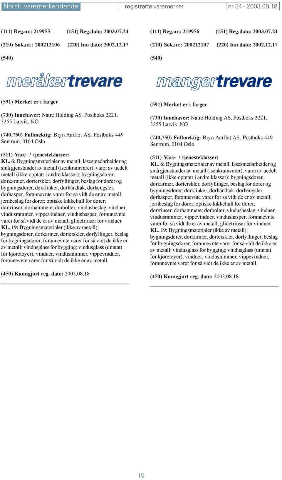 6: Bygningsmaterialer av metall; låsesmedarbeider og små gjenstander av metall (isenkramvarer); varer av uedelt metall (ikke opptatt i andre klasser); bygningsdører, dørkarmer, dørterskler,