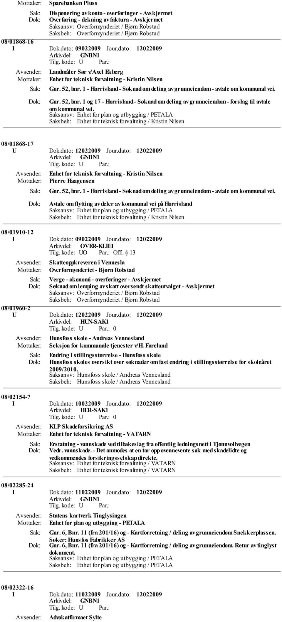 Saksansv: Enhet for plan og utbygging / PETALA Saksbeh: Enhet for teknisk forvaltning / Kristin Nilsen 08/01868-17 U Dok.dato: Jour.