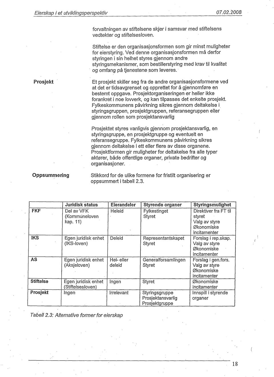 Prosjekt Et prosjekt skiller seg fra de andre organisasjonsformene ved at det er tidsavgrenset og opprettet for å gjennomføre en bestemt oppgave.