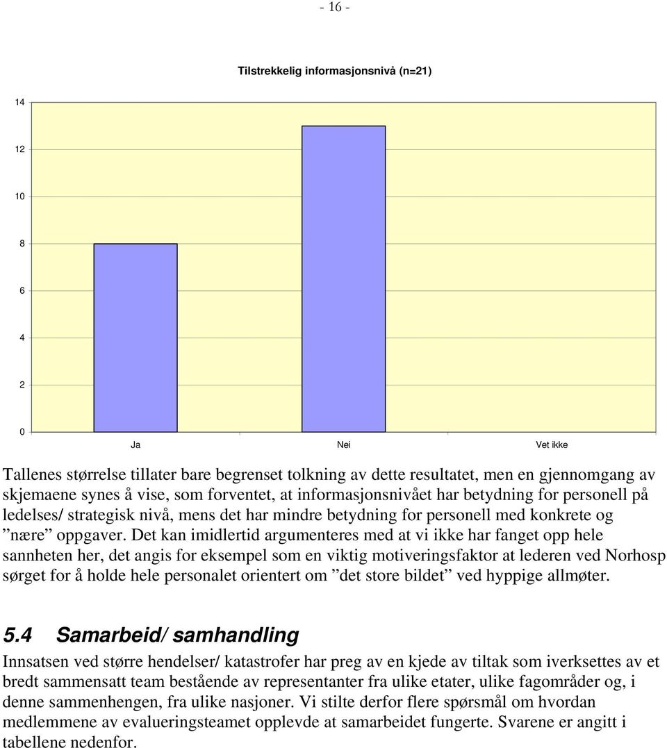 Det kan imidlertid argumenteres med at vi ikke har fanget opp hele sannheten her, det angis for eksempel som en viktig motiveringsfaktor at lederen ved Norhosp sørget for å holde hele personalet