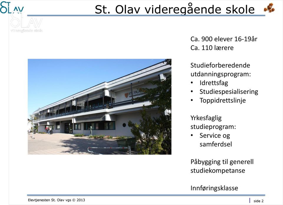 Studiespesialisering Toppidrettslinje Yrkesfaglig studieprogram: