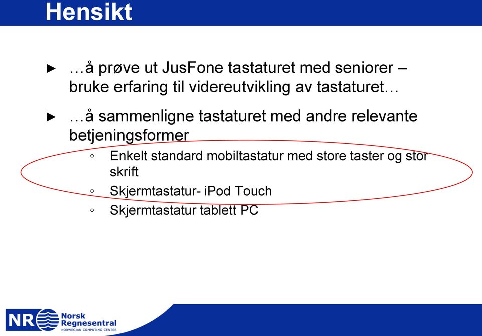 relevante betjeningsformer Enkelt standard mobiltastatur med store