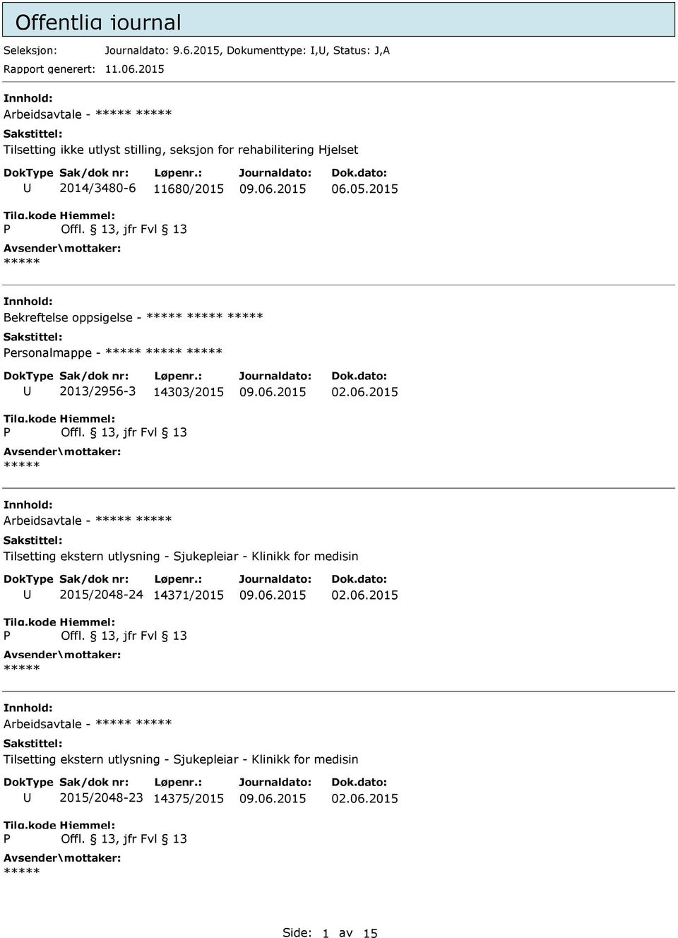 2015 Bekreftelse oppsigelse - ersonalmappe - 2013/2956-3 14303/2015 02.06.