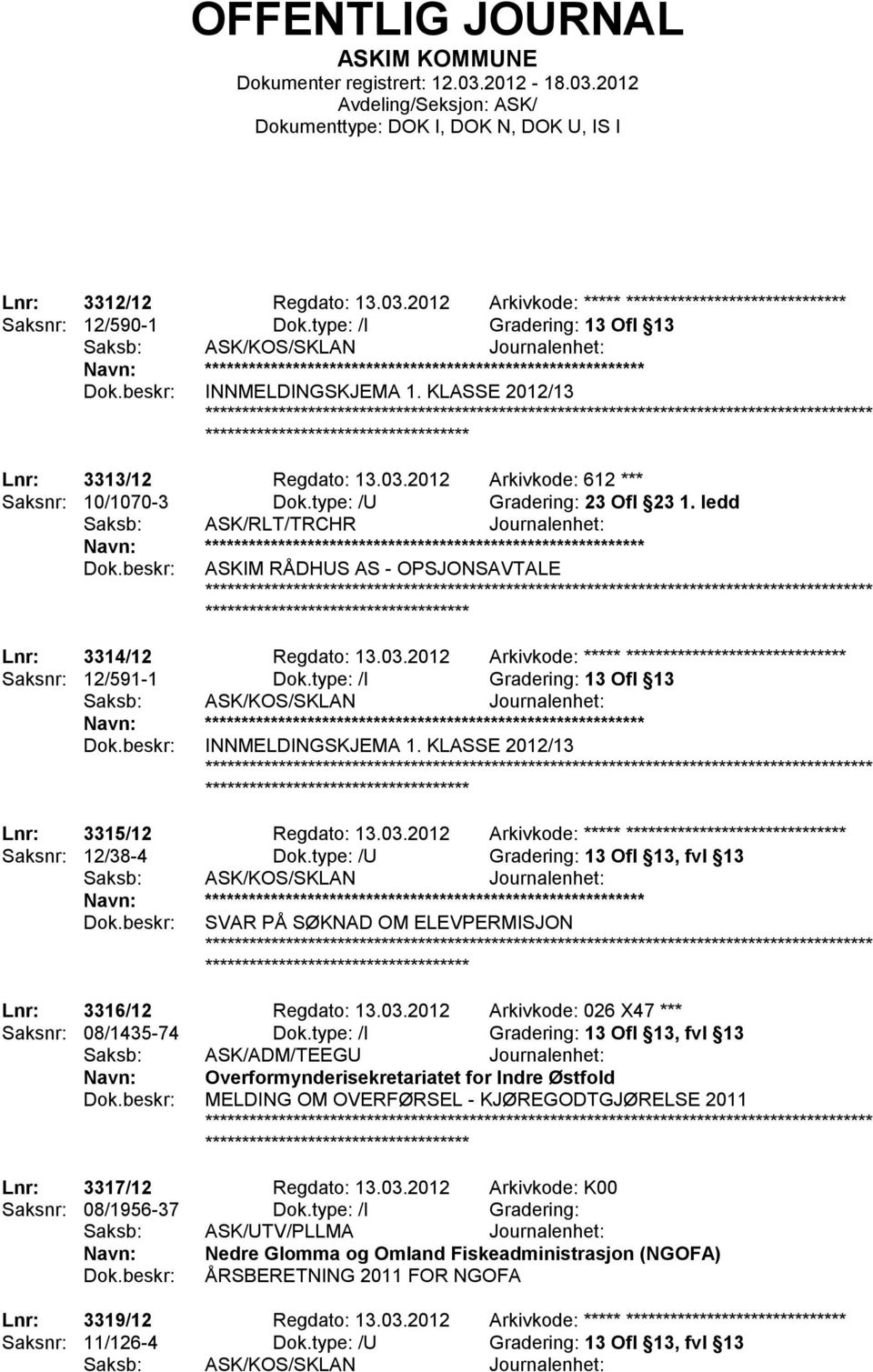 ledd Saksb: ASK/RLT/TRCHR Journalenhet: ************************ ASKIM RÅDHUS AS - OPSJONSAVTALE ******************* Lnr: 3314/12 Regdato: 13.03.