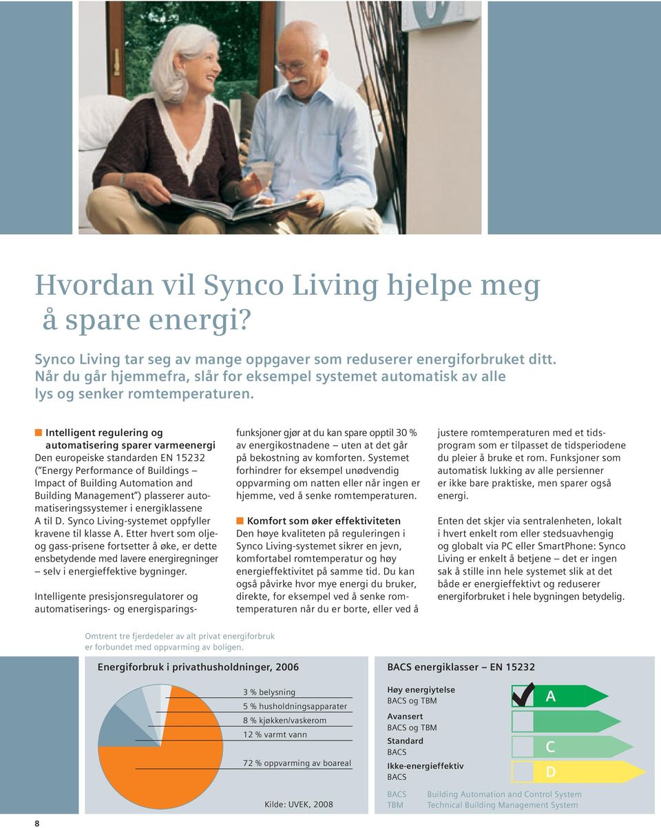 Intelligent regulering og automatisering sparer varmeenergi Den europeiske standarden EN 15232 ( Energy Performance of Buildings Impact of Building Automation and Building Management ) plasserer