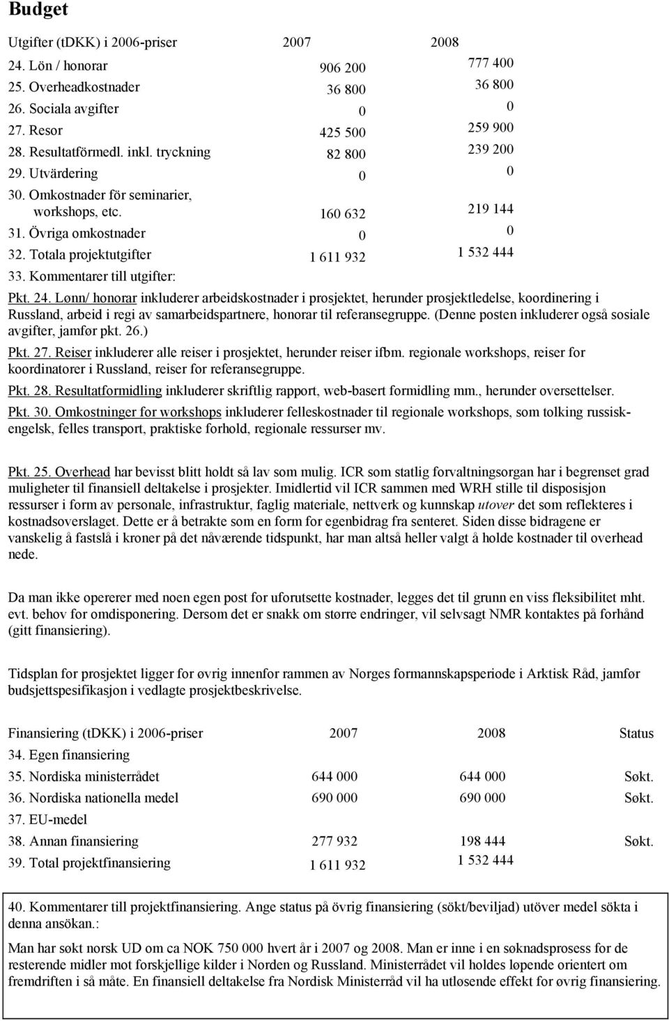 Kommentarer till utgifter: Pkt. 24.