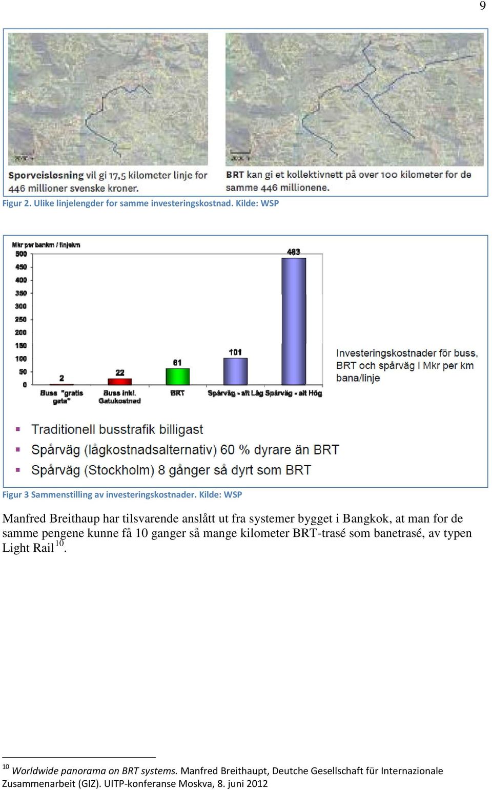 kunne få 10 ganger så mange kilometer BRT-trasé som banetrasé, av typen Light Rail 10.