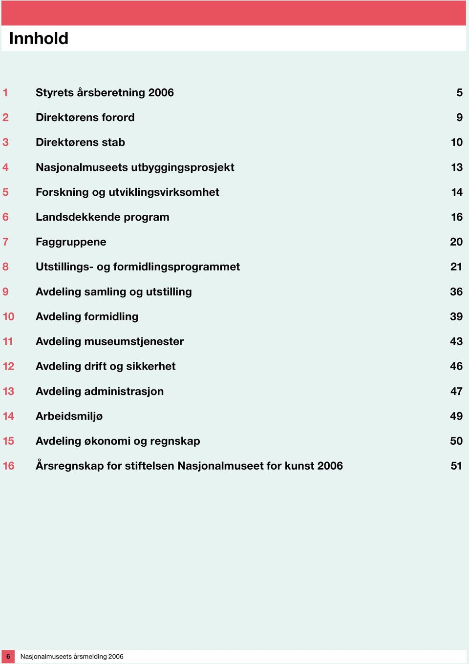 utstilling 36 10 Avdeling formidling 39 11 Avdeling museumstjenester 3 12 Avdeling drift og sikkerhet 6 13 Avdeling administrasjon 7 14