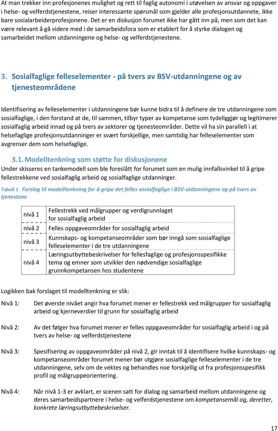 Det er en diskusjon forumet ikke har gått inn på, men som det kan være relevant å gå videre med i de samarbeidsfora som er etablert for å styrke dialogen og samarbeidet mellom utdanningene og helse-