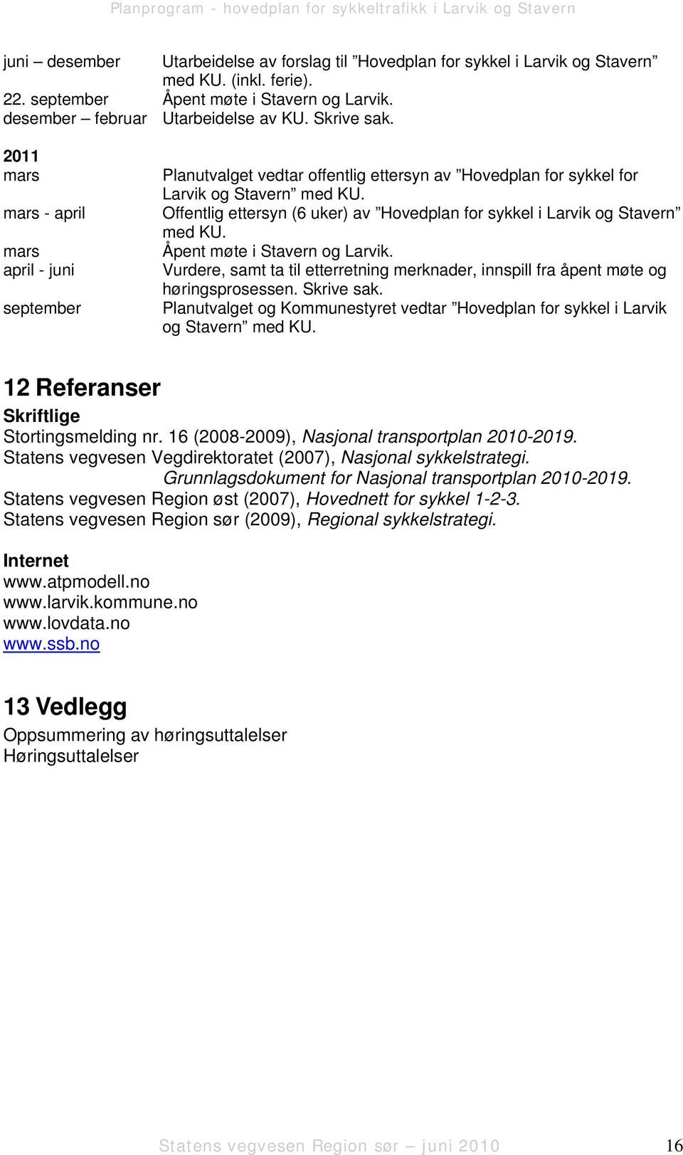 Offentlig ettersyn (6 uker) av Hovedplan for sykkel i Larvik og Stavern med KU. Åpent møte i Stavern og Larvik.