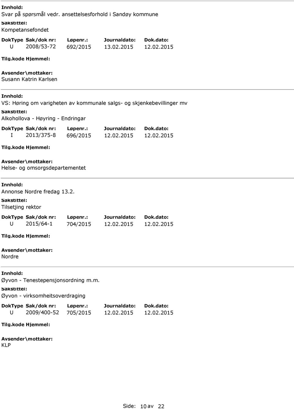 varigheten av kommunale salgs- og skjenkebevillinger mv Alkohollova - Høyring - Endringar 2013/375-8 696/2015