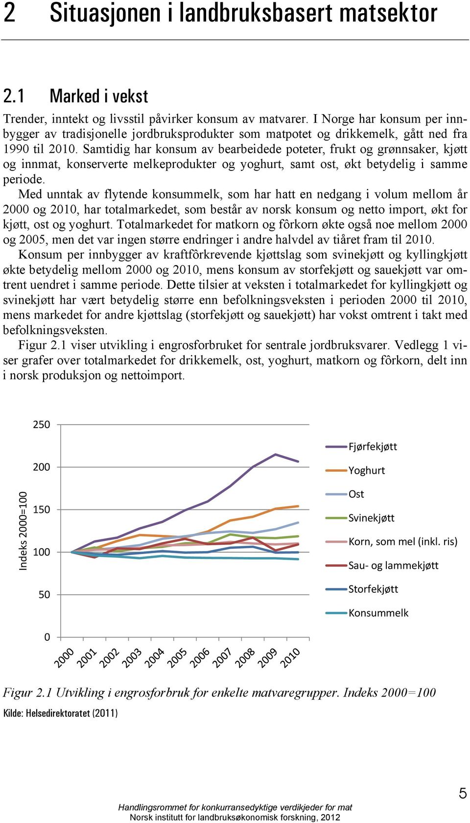 Samtidig har konsum av bearbeidede poteter, frukt og grønnsaker, kjøtt og innmat, konserverte melkeprodukter og yoghurt, samt ost, økt betydelig i samme periode.