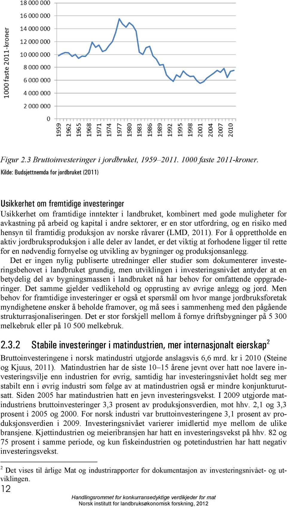 andre sektorer, er en stor utfordring, og en risiko med hensyn til framtidig produksjon av norske råvarer (LMD, 2011).