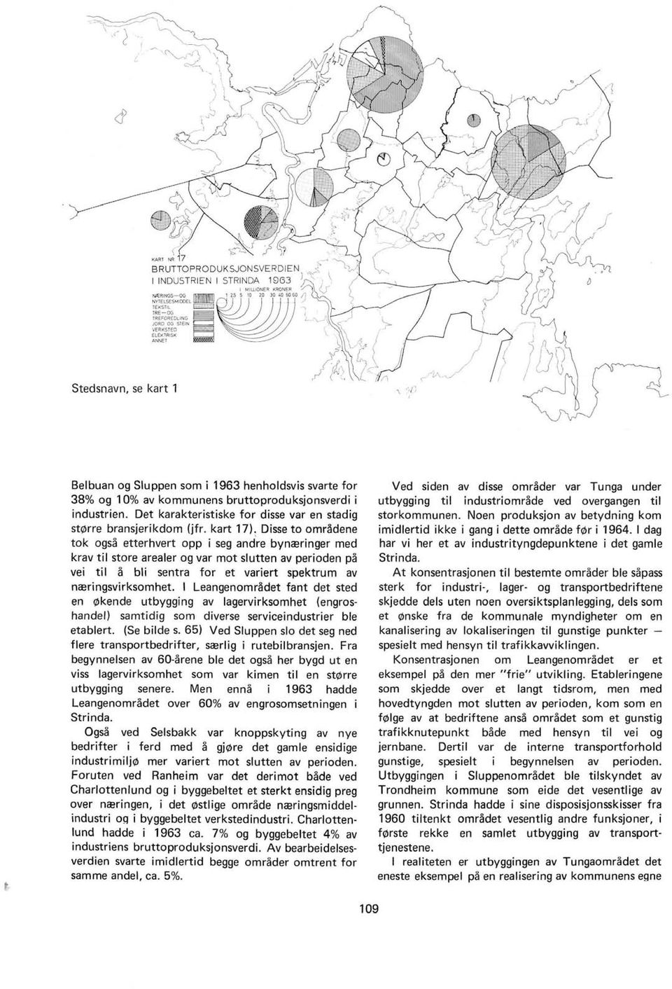 henholdsvis svarte for 38% og 10% av kommunens bruttoproduksjonsverdi i industrien. Det karakteristiske for disse var en stadig st~rre bransjerikdom Ofr. kart 17).