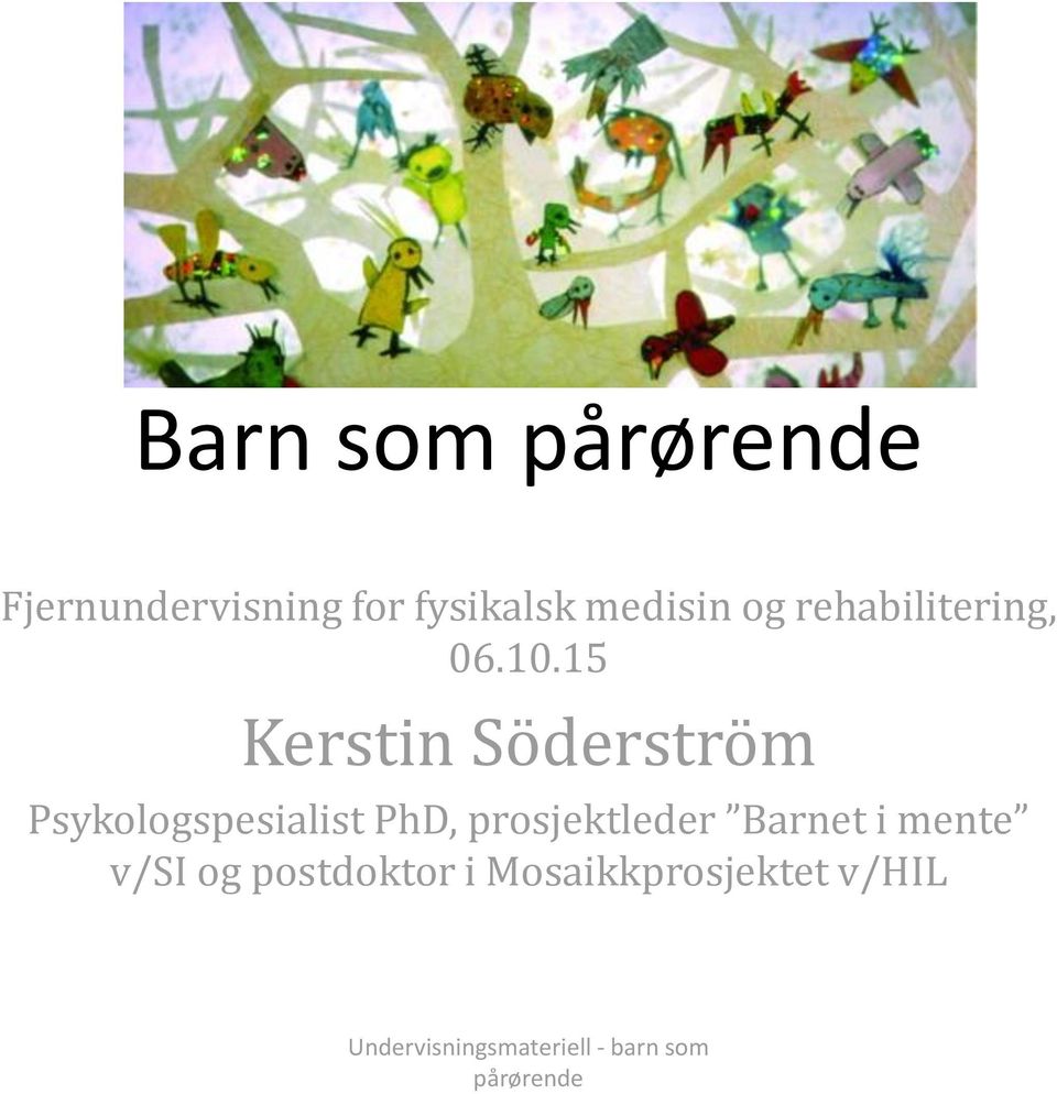 15 Kerstin Söderström Psykologspesialist PhD, prosjektleder