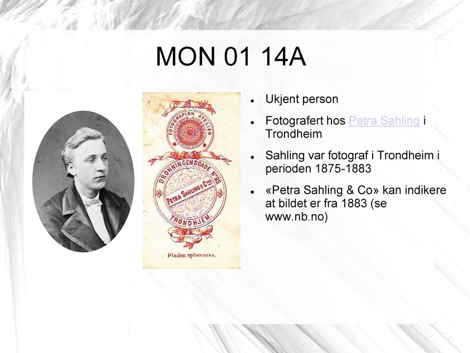 Trondheim i perioden 1875-1883 «Petra Sahling &