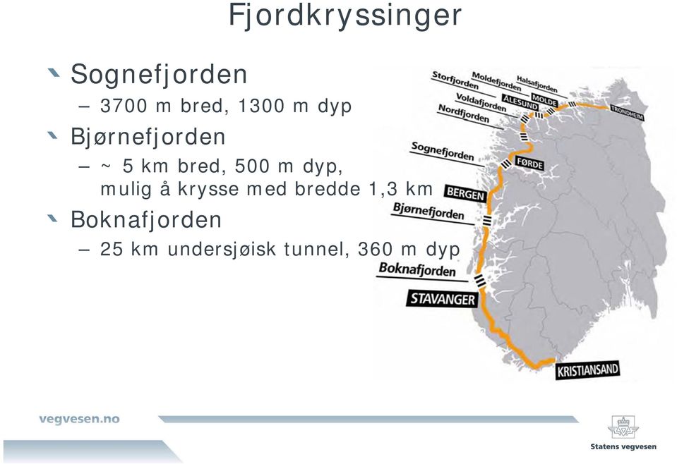 m dyp, mulig å krysse med bredde 1,3 km