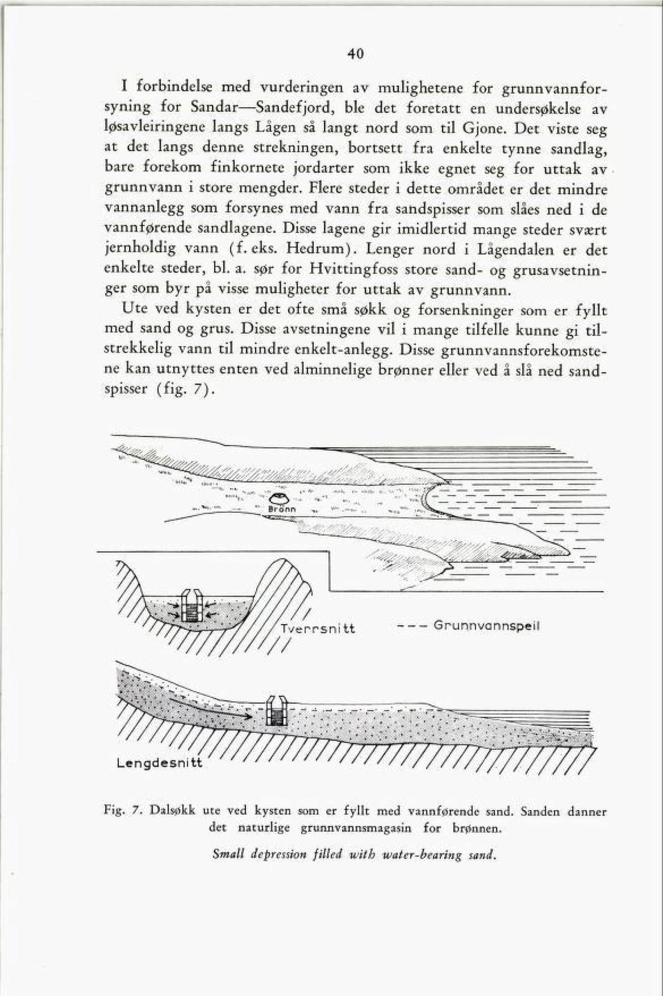 Flere steder i dette området er det mindre vannanlegg som forsynes med vann fra sandspisser som slåes ned i de vannførende sandlagene.