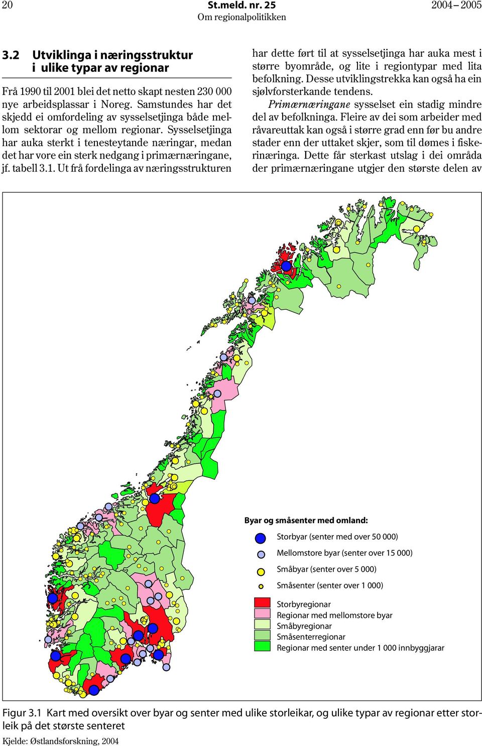 Sysselsetjinga har auka sterkt i tenesteytande næringar, medan det har vore ein sterk nedgang i primærnæringane, jf. tabell 3.1.