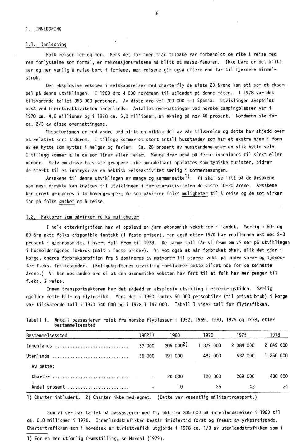 Den eksplosive veksten i selskapsreiser med charterfly de siste 20 Arene kan sta som et eksempel pa denne utviklingen. I 1960 dro 4 000 nordmenn til utlandet ps denne maten.