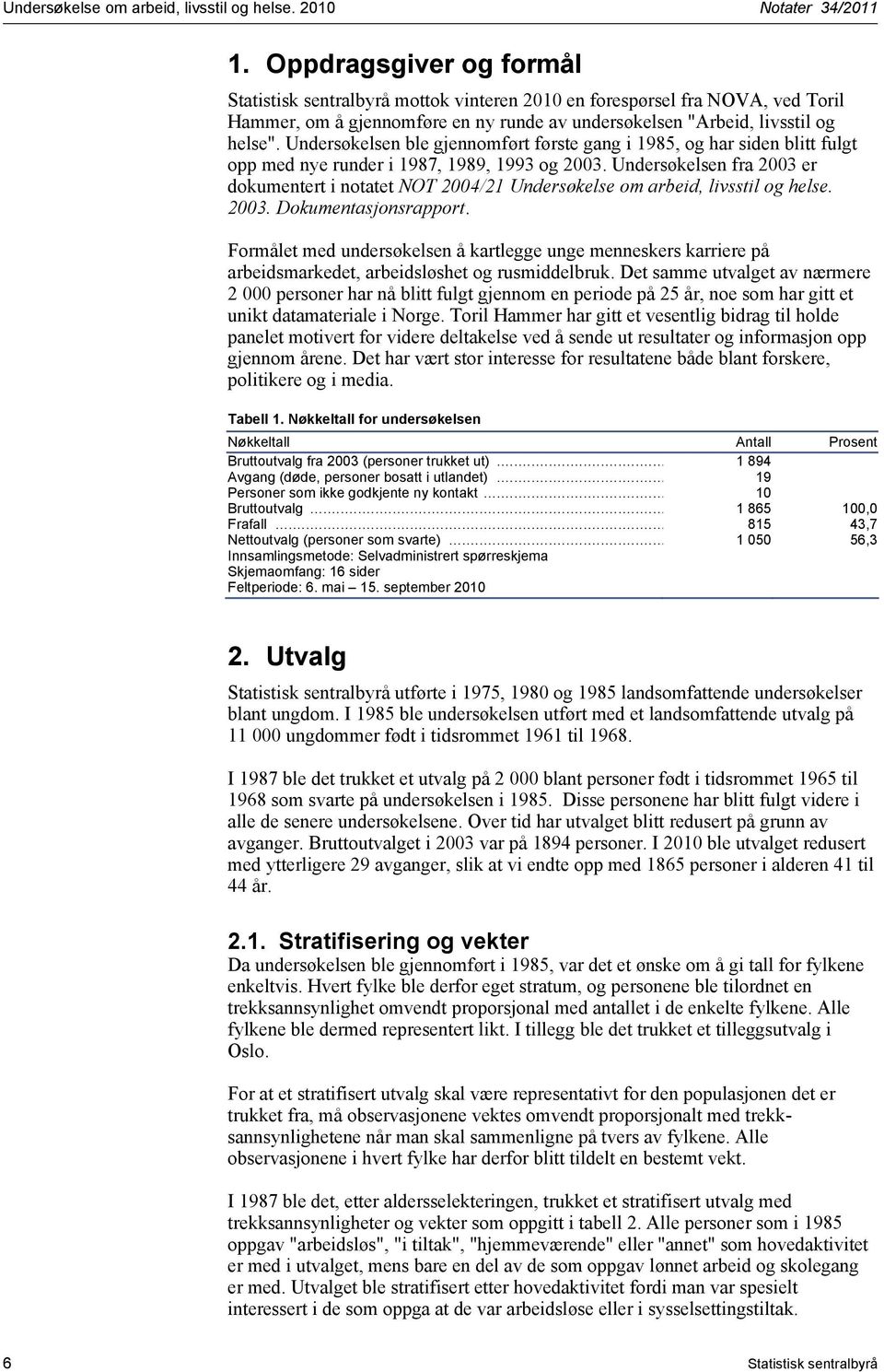 Undersøkelsen ble gjennomført første gang i 1985, og har siden blitt fulgt opp med nye runder i 1987, 1989, 1993 og 2003.