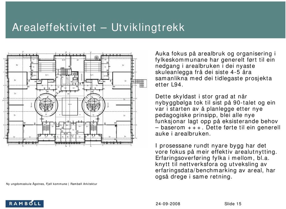 Dette skyldast i stor grad at når nybyggbølga tok til sist på 90-talet og ein var i starten av å planlegge etter nye pedagogiske prinsipp, blei alle nye funksjonar lagt opp på eksisterande behov