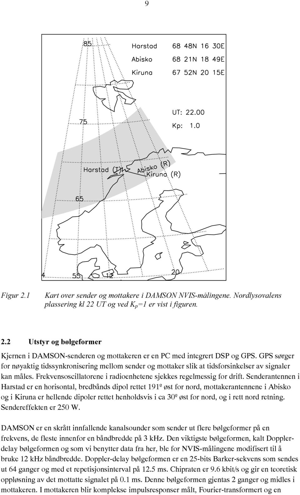 Senderantennen i Harstad er en horisontal, bredbånds dipol rettet 191º øst for nord, mottakerantennene i Abisko og i Kiruna er hellende dipoler rettet henholdsvis i ca 30º øst for nord, og i rett