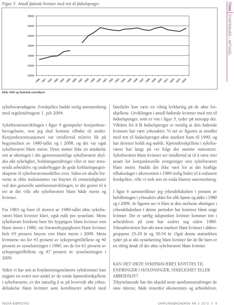 Konjunktursituasjonen var imidlertid relativt lik på begynnelsen av 1980-tallet og i 2008, og det var også sykefraværet blant menn.