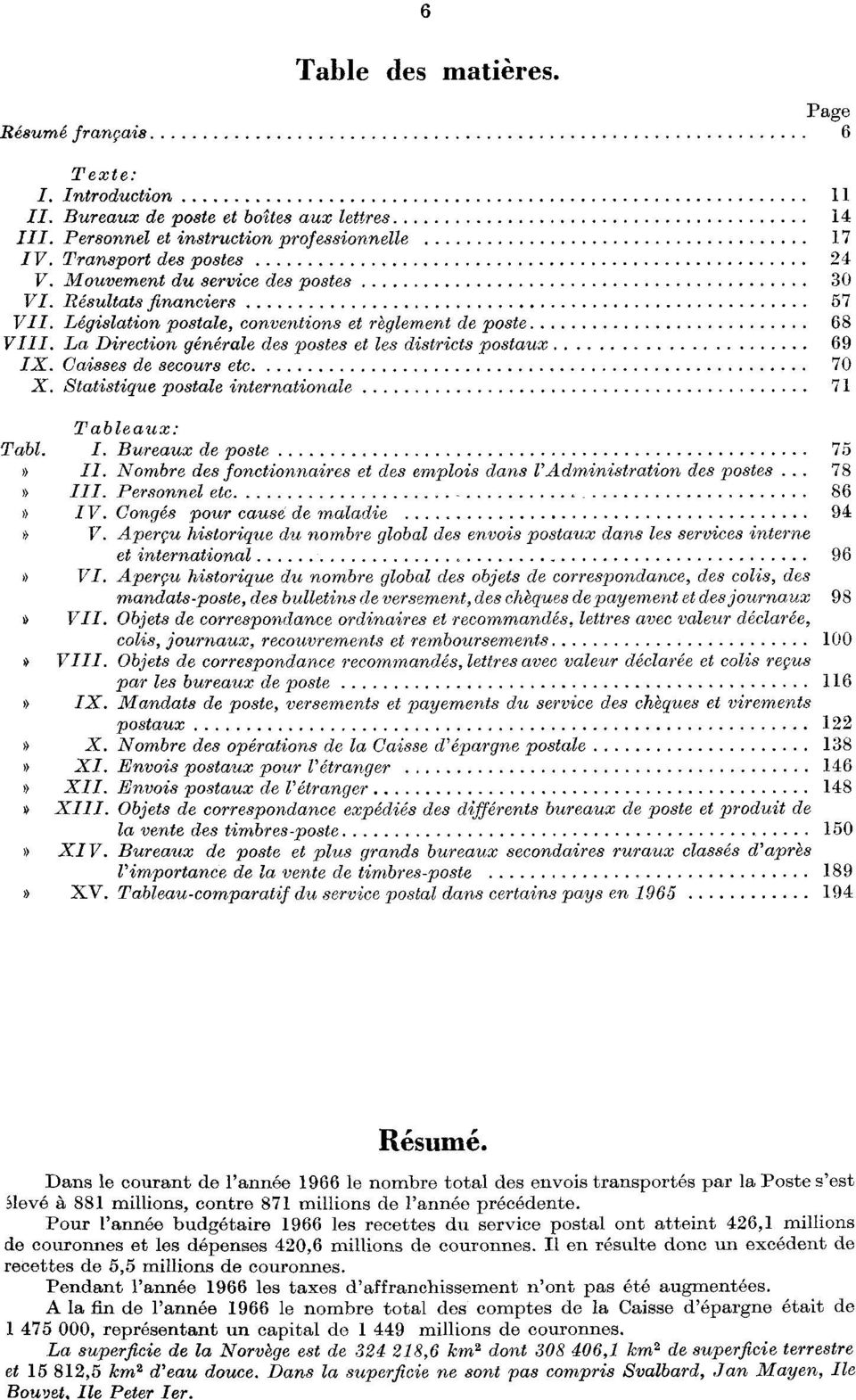 Caisses de secours etc. 70 X. Statistique postale internationale 7 Tableaux: Tabl. I. Bureaux de poste 75 //. Nombre des fonctionnaires et des emplois dans l'administration des postes.. 78 ///.