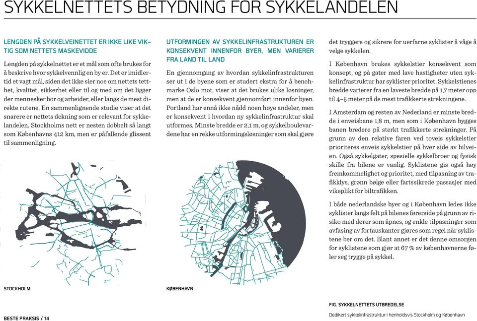 En sammenlignende studie viser at det snarere er nettets dekning som er relevant for sykkelandelen.