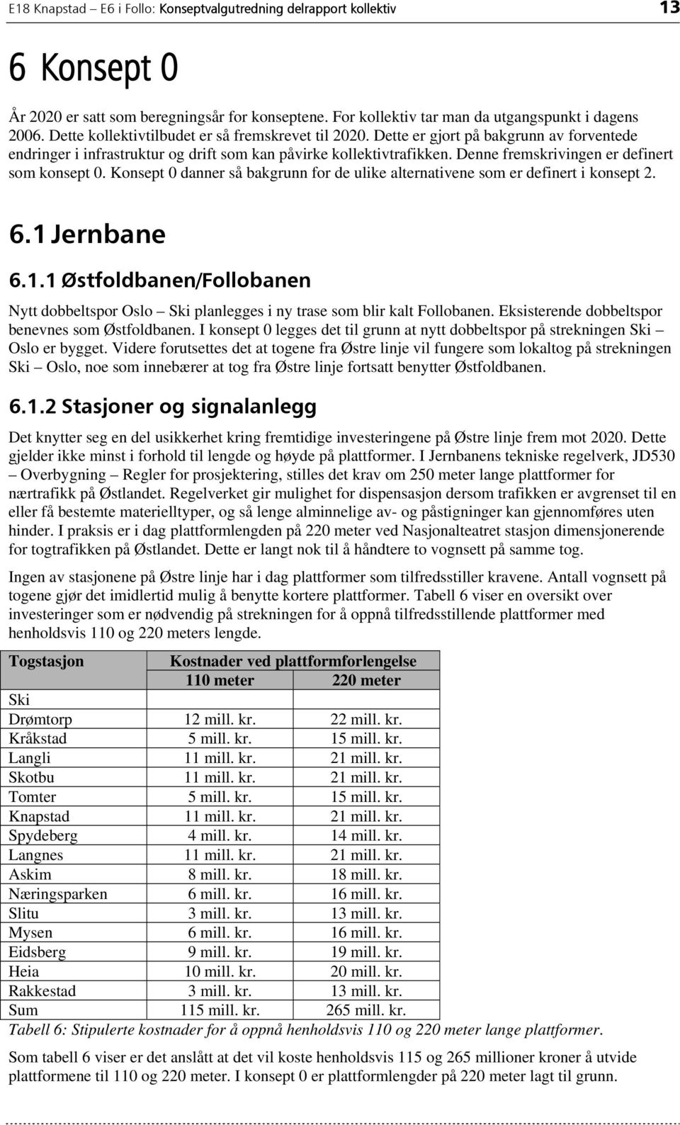 Denne fremskrivingen er definert som konsept 0. Konsept 0 danner så bakgrunn for de ulike alternativene som er definert i konsept 2. 6.1 