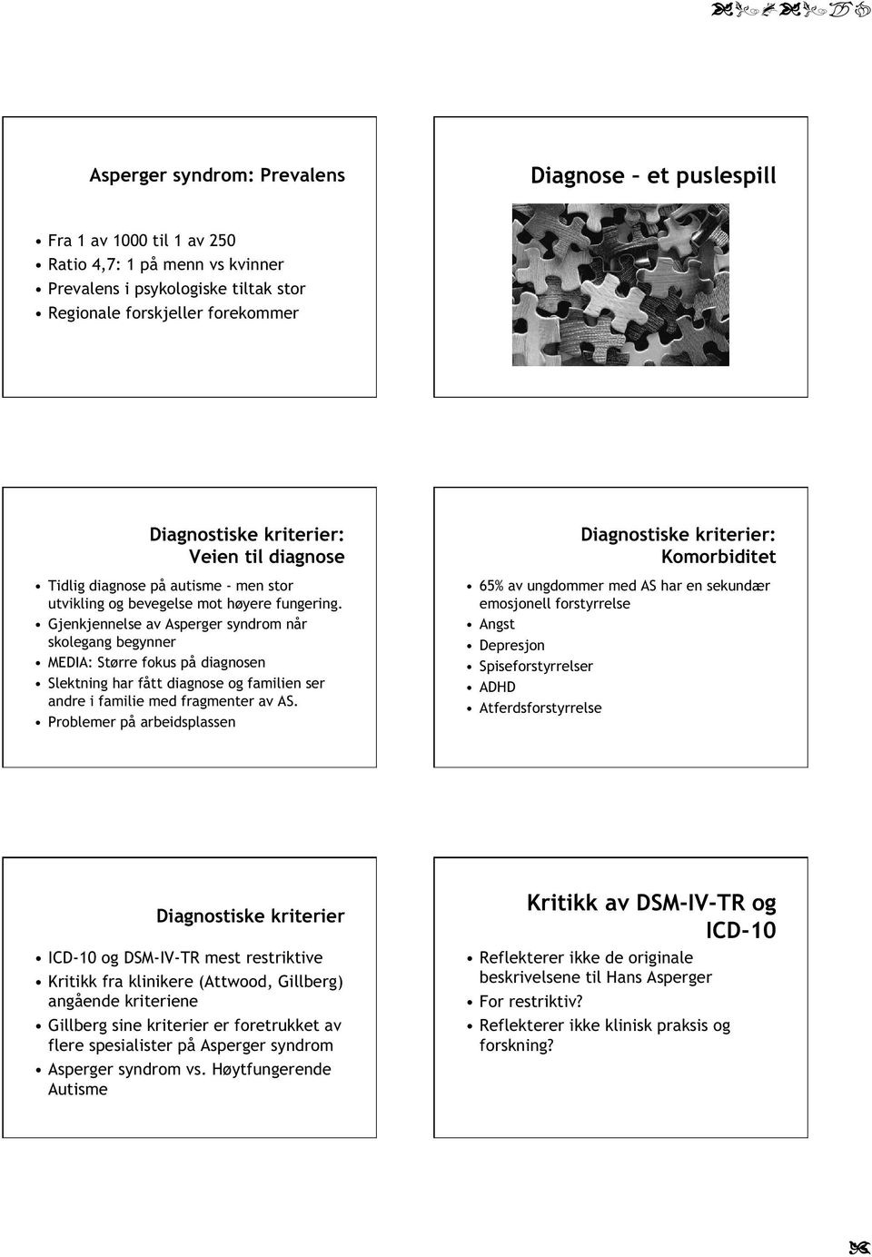 Gjenkjennelse av Asperger syndrom når skolegang begynner MEDIA: Større fokus på diagnosen Slektning har fått diagnose og familien ser andre i familie med fragmenter av AS.