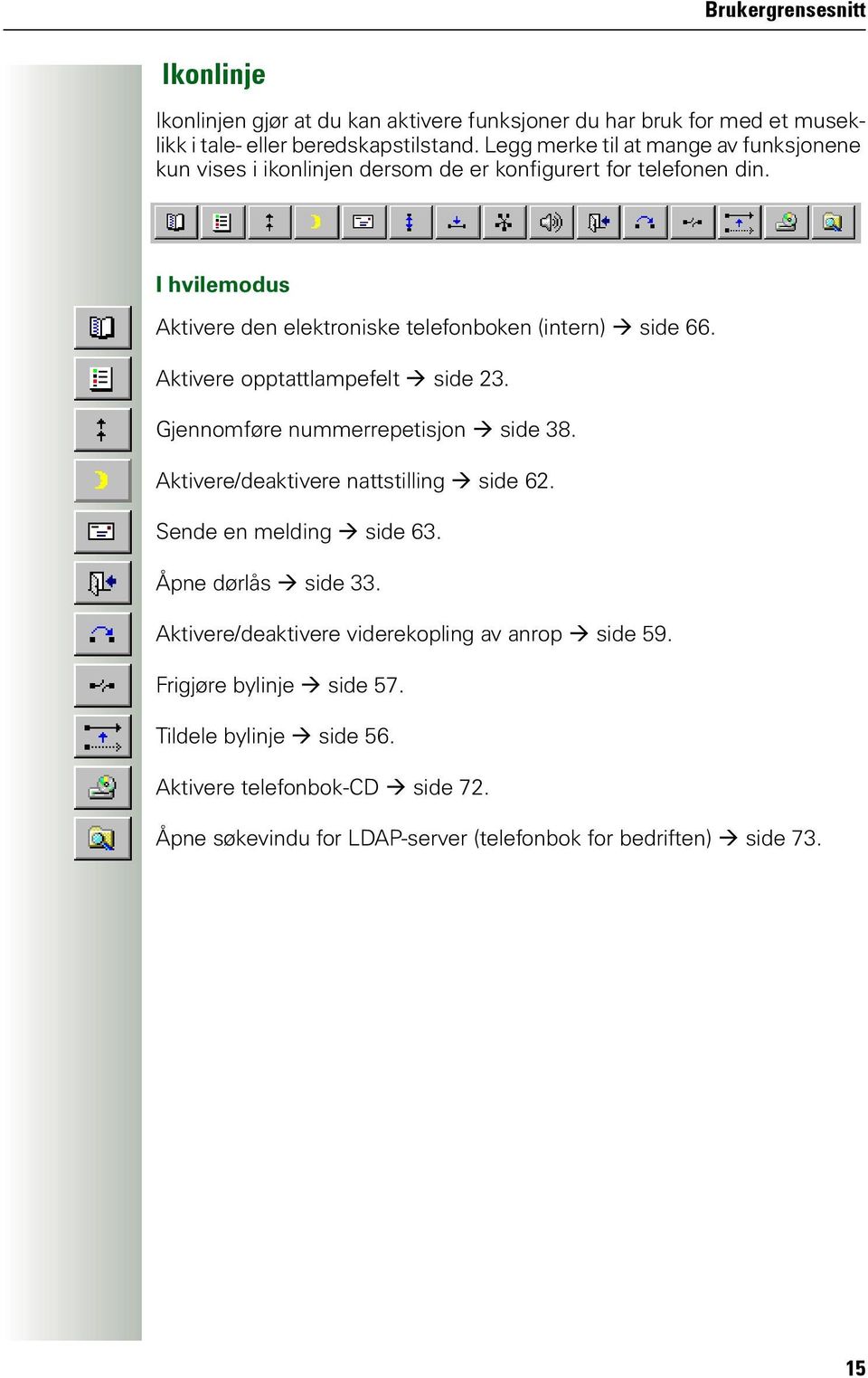 I hvilemodus Aktivere den elektroniske telefonboken (intern) Æ side 66. Aktivere opptattlampefelt Æ side 23. Gjennomføre nummerrepetisjon Æ side 38.