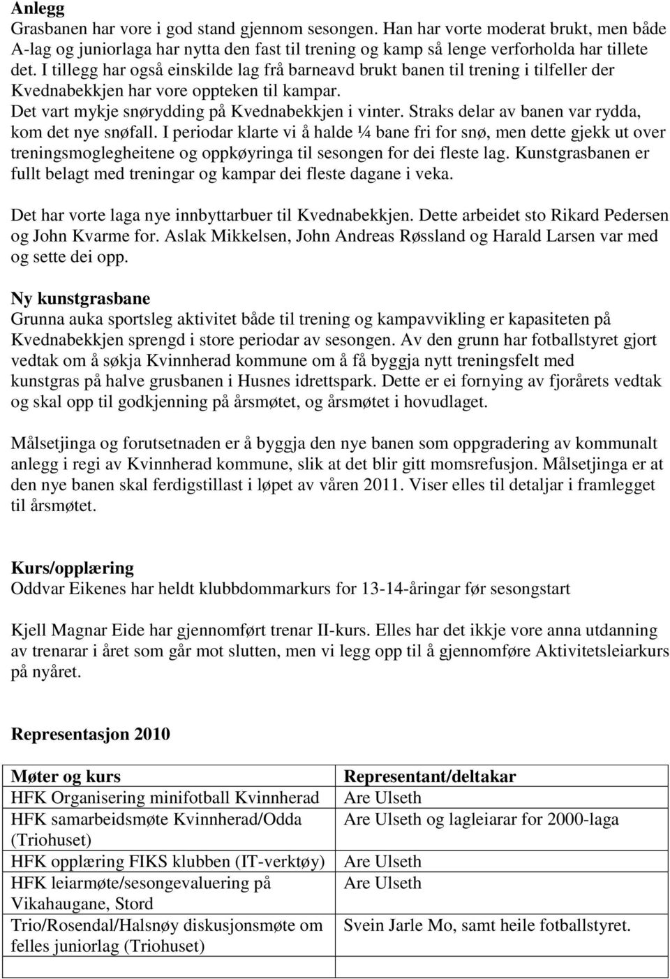 Straks delar av banen var rydda, kom det nye snøfall. I periodar klarte vi å halde ¼ bane fri for snø, men dette gjekk ut over treningsmoglegheitene og oppkøyringa til sesongen for dei fleste lag.