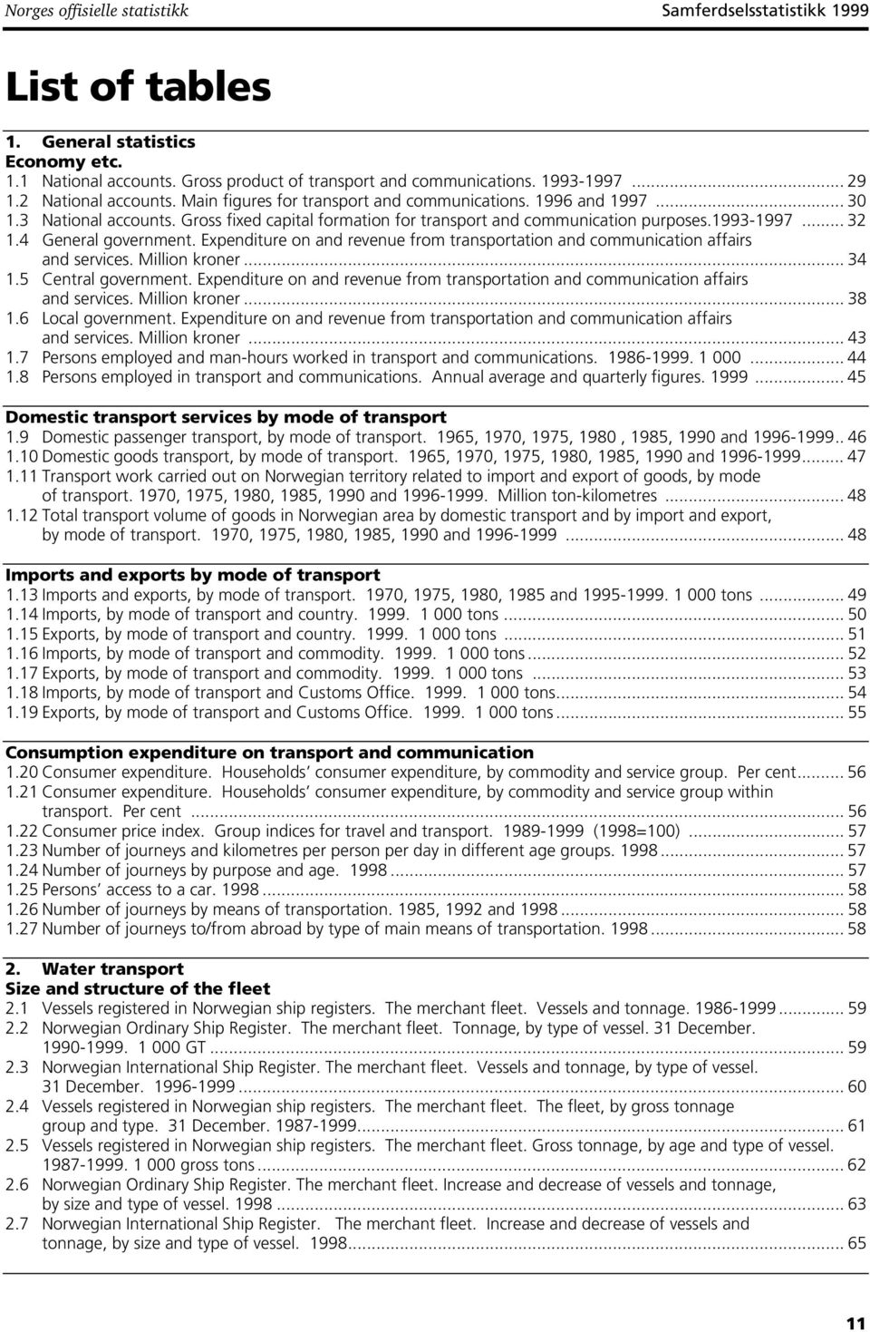 4 General government. Expenditure on and revenue from transportation and communication affairs and services. Million kroner... 34 1.5 Central government.