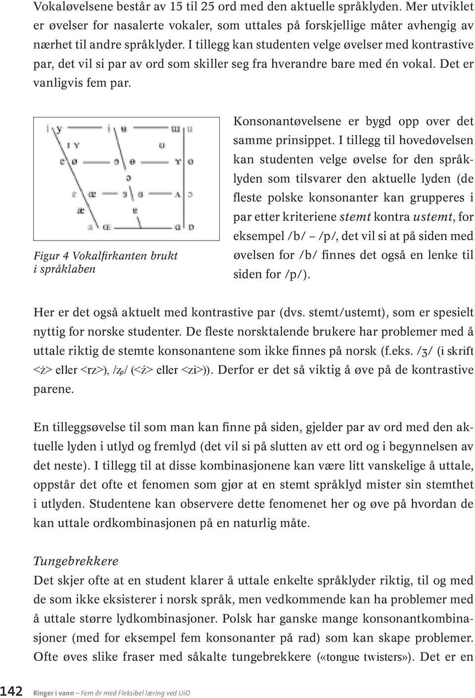 Figur 4 Vokalfirkanten brukt i språklaben Konsonantøvelsene er bygd opp over det samme prinsippet.