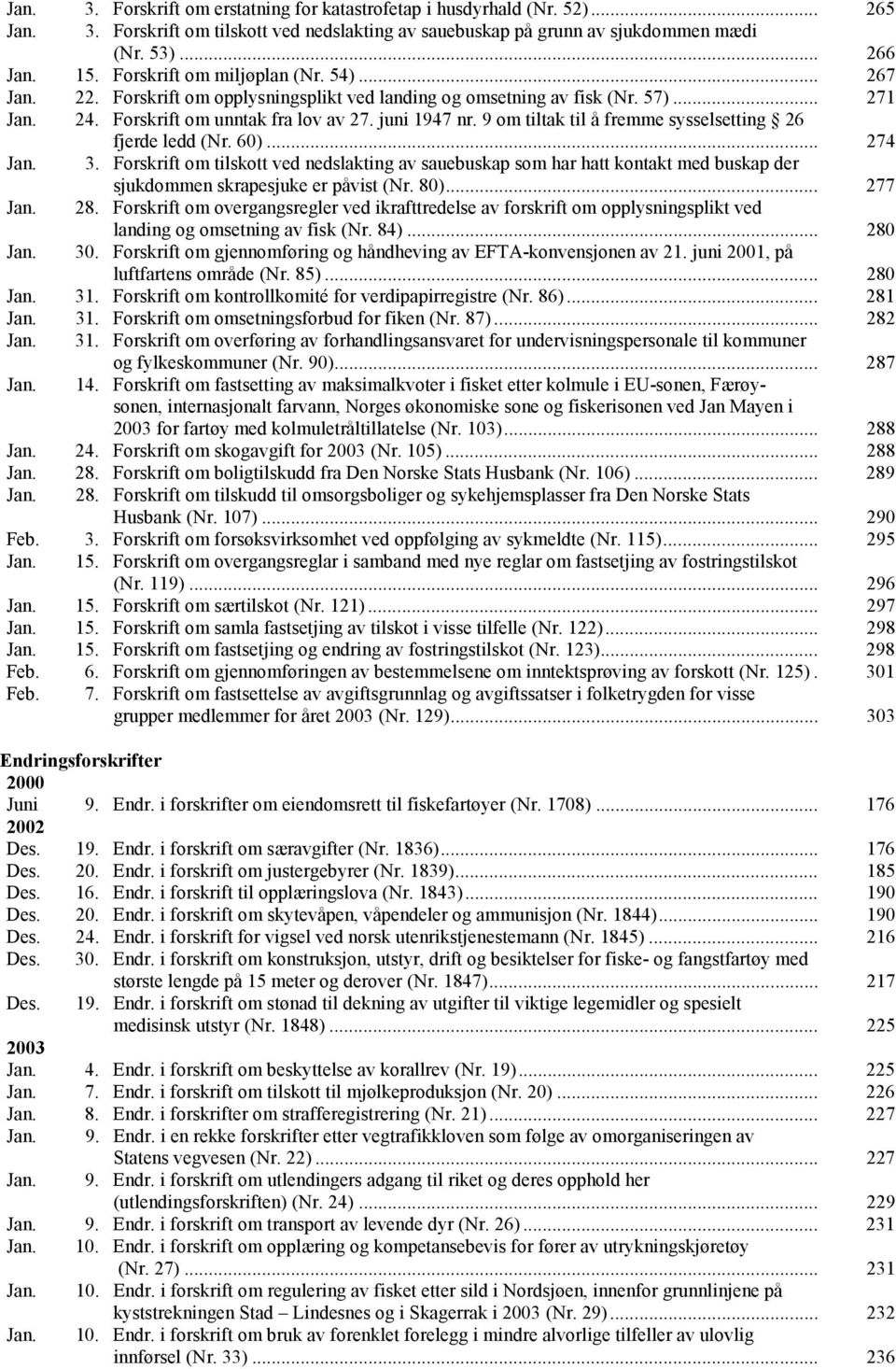 9 om tiltak til å fremme sysselsetting 26 fjerde ledd (Nr. 60)... 274 Jan. 3.