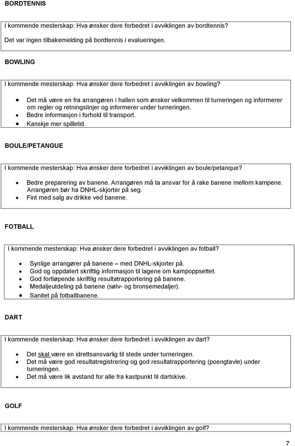 Det må være en fra arrangøren i hallen som ønsker velkommen til turneringen og informerer om regler og retningslinjer og informerer under turneringen. Bedre informasjon i forhold til transport.