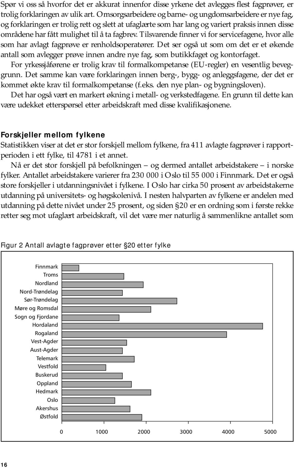 Tilsvarende finner vi for servicefagene, hvor alle som har avlagt fagprøve er renholdsoperatører.