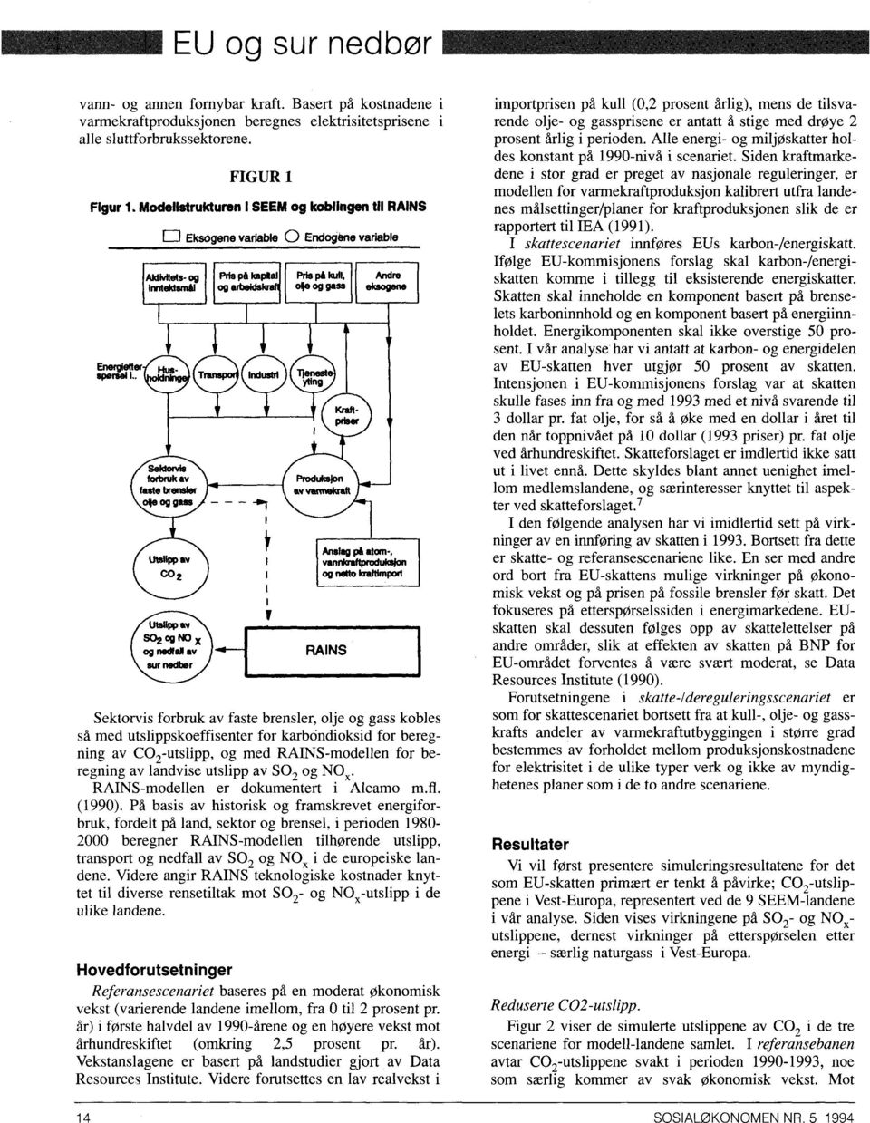 ii RAINS El Eksogene variable C Endogene variable Sektorvis forbruk av faste brensler, olje og gass kobles så med utslippskoeffisenter for karböndioksid for beregning av CO 2-utslipp, og med