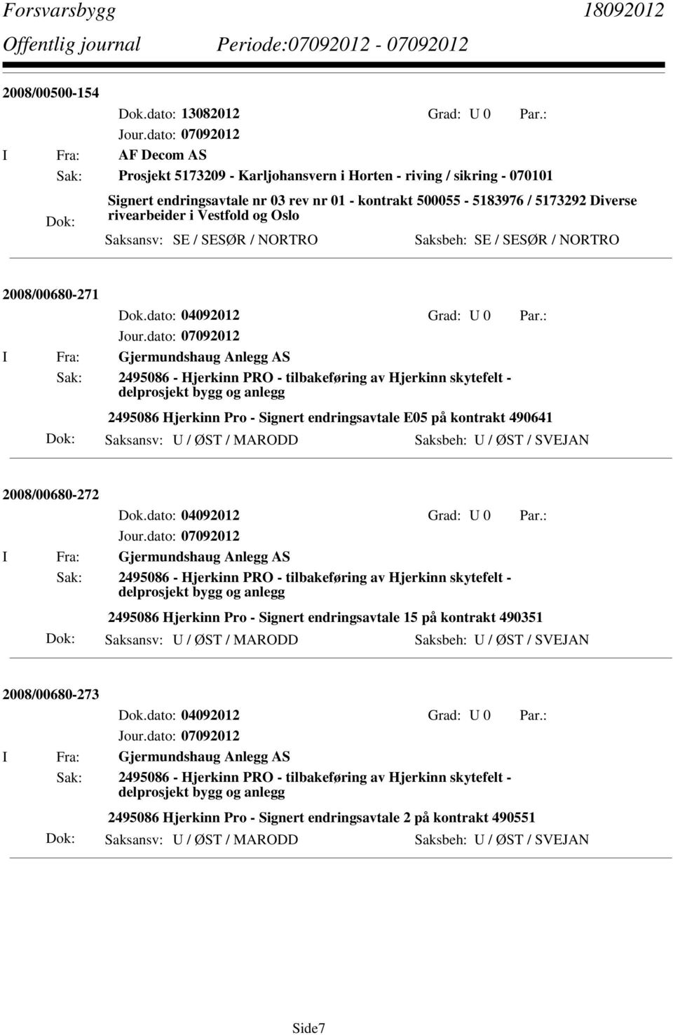 Vestfold og Oslo 2008/00680-271 Dok.dato: 04092012 Grad: U 0 Par.