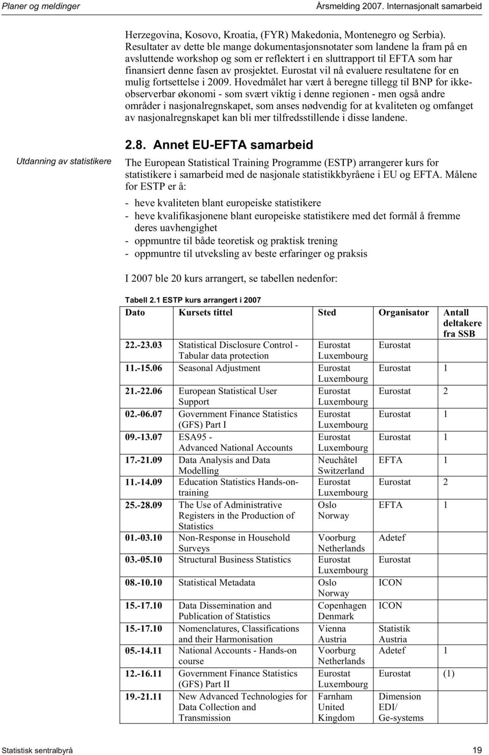 Eurostat vil nå evaluere resultatene for en mulig fortsettelse i 2009.