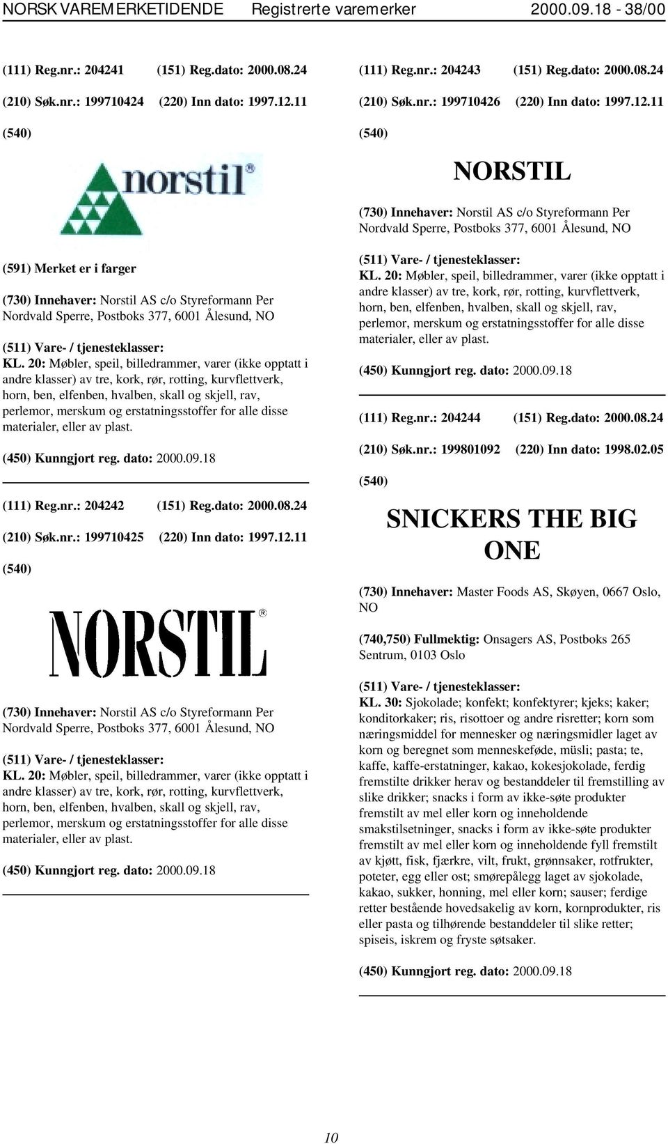 11 NORSTIL (730) Innehaver: Norstil AS c/o Styreformann Per Nordvald Sperre, Postboks 377, 6001 Ålesund, NO (591) Merket er i farger (730) Innehaver: Norstil AS c/o Styreformann Per Nordvald Sperre,