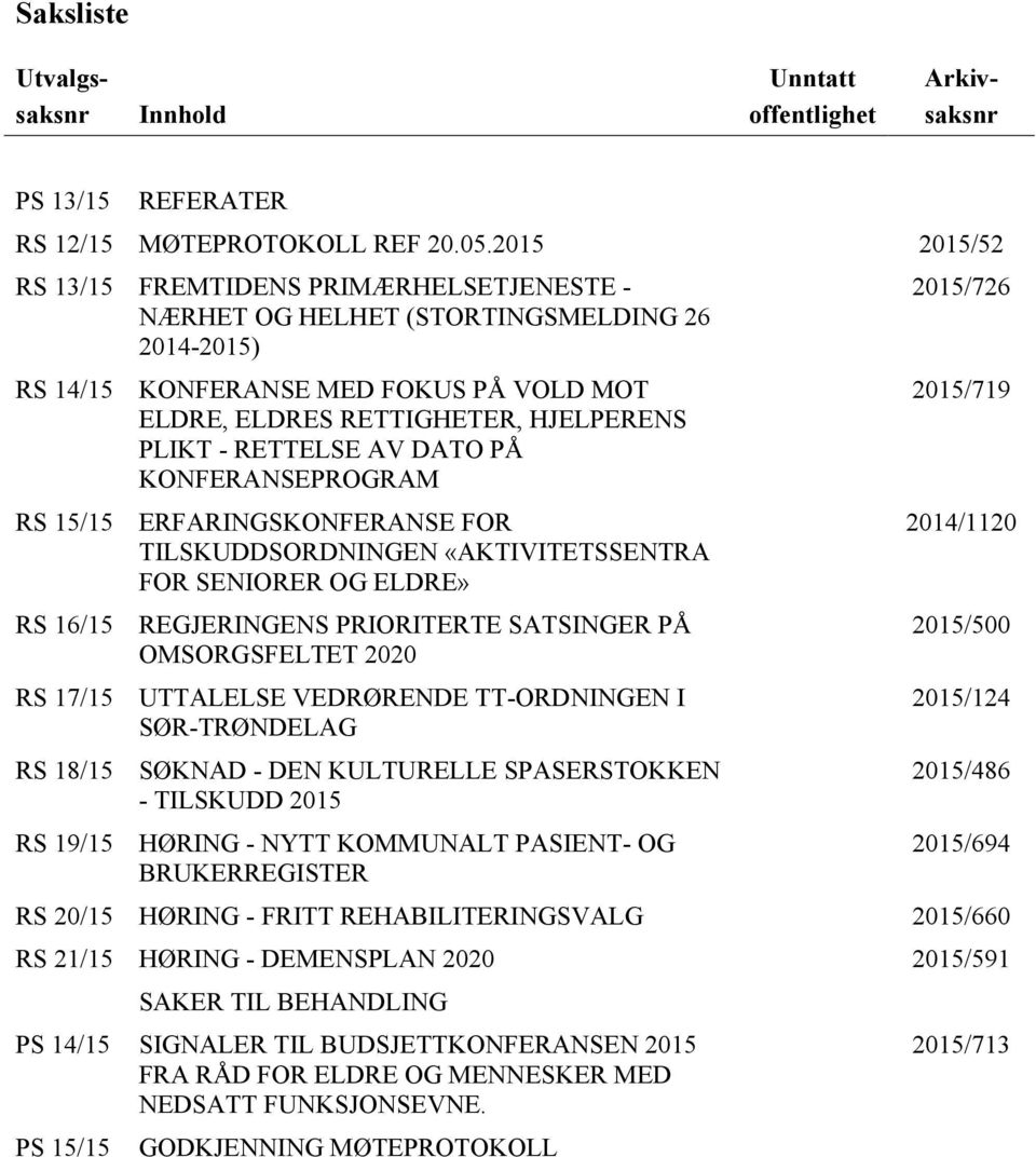 ELDRES RETTIGHETER, HJELPERENS PLIKT - RETTELSE AV DATO PÅ KONFERANSEPROGRAM ERFARINGSKONFERANSE FOR TILSKUDDSORDNINGEN «AKTIVITETSSENTRA FOR SENIORER OG ELDRE» REGJERINGENS PRIORITERTE SATSINGER PÅ