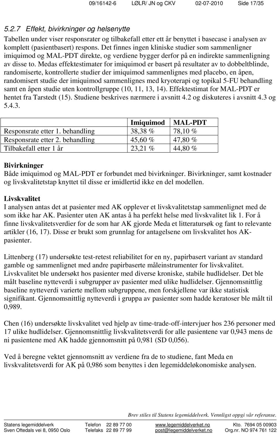 Medas effektestimater for imiquimod er basert på resultater av to dobbeltblinde, randomiserte, kontrollerte studier der imiquimod sammenlignes med placebo, en åpen, randomisert studie der imiquimod