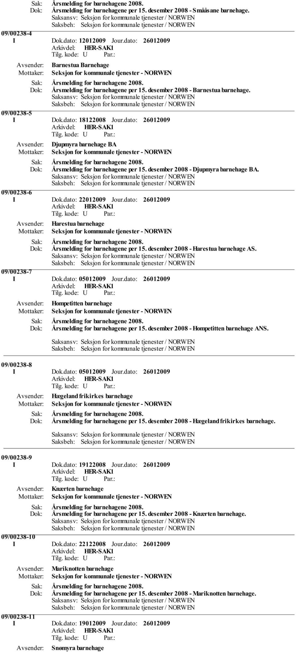 dato: 18122008 Jour.dato: Djupmyra barnehage BA Seksjon for kommunale tjenester - NORWEN Årsmelding for barnehagene 2008. Årsmelding for barnehagene per 15. desember 2008 - Djupmyra barnehage BA.