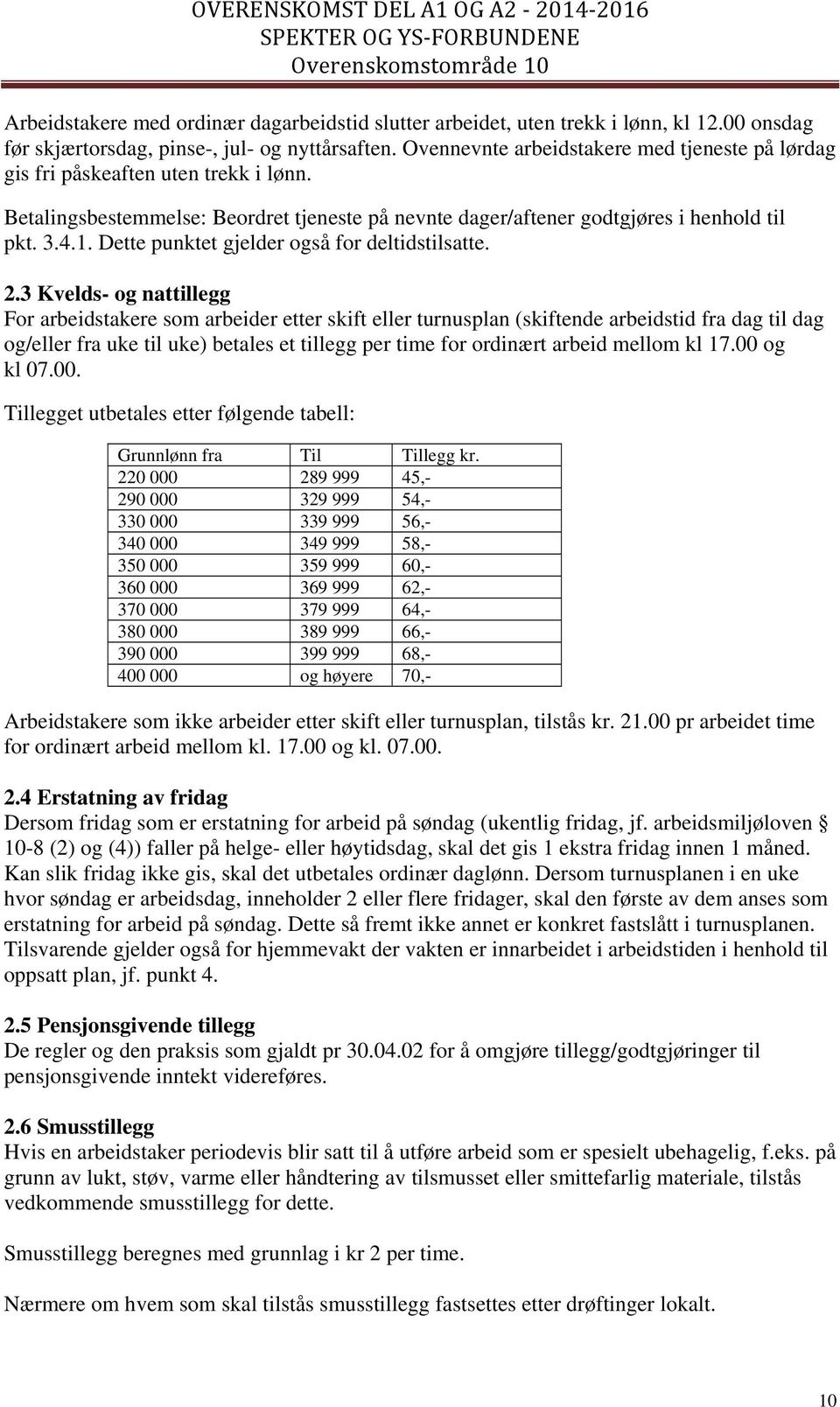 Dette punktet gjelder også for deltidstilsatte. 2.