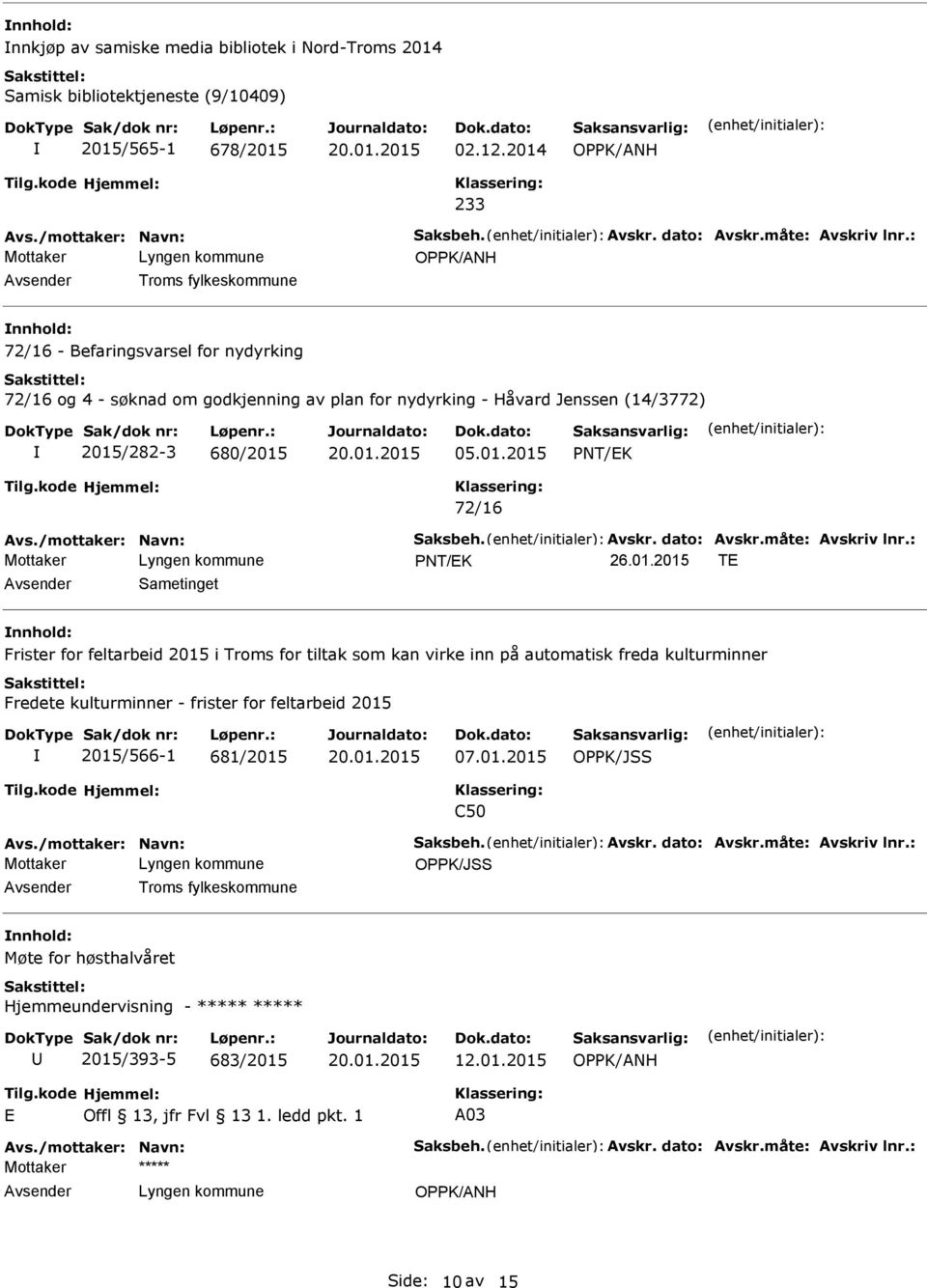 /mottaker: Navn: Saksbeh. Avskr. dato: Avskr.måte: Avskriv lnr.: 26.01.